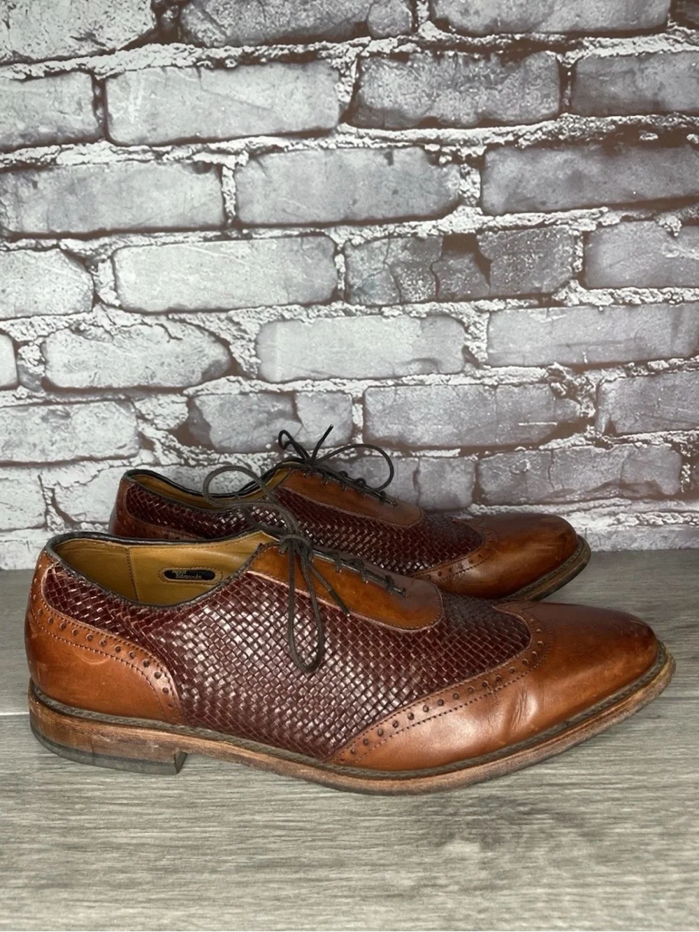 Allen Edmonds Hampstead Brown Leather Woven Oxfords Dress Shoes Men Sz 10.5D US